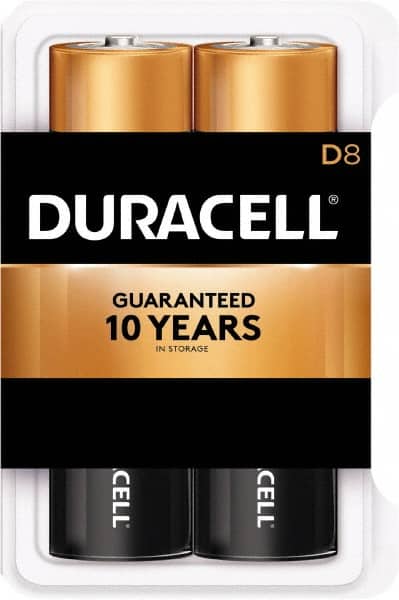Duracell - Size D, Alkaline, 8 Pack, Standard Battery - 1.5 Volts, Button Tab Terminal - Exact Tooling