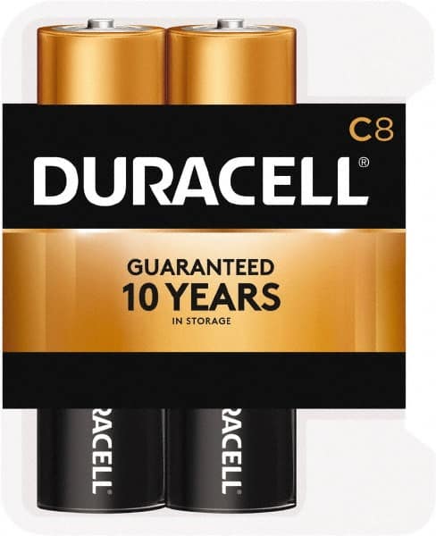 Duracell - Size C, Alkaline, 8 Pack, Standard Battery - 1.5 Volts, Button Tab Terminal - Exact Tooling