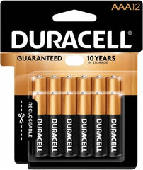 Duracell - Size AAA, Alkaline, 12 Pack, Standard Battery - 1.5 Volts, Button Tab Terminal - Exact Tooling