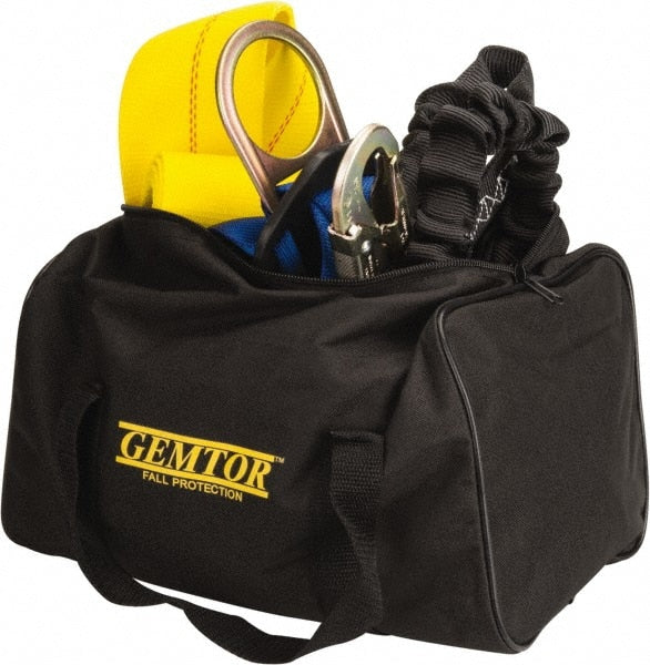 Gemtor - Universal Size, 310 Lb. Capacity, Polyester General Use Fall Protection Kit - Back D Ring, 6 Ft. Lanyard Long, Black - Exact Tooling