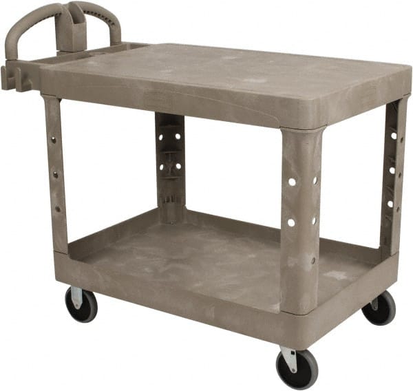 Rubbermaid - 500 Lb Capacity, 25" Wide x 43-7/8" Long x 32-1/4" High Standard Utility Cart - 2 Shelf, Plastic - Exact Tooling