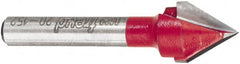 Freud - 1/2" Cut Diam, 1/2" Length of Cut, 0 Flute V-Groove Edge Profile Router Bit - Carbide-Tipped, 1/4" Shank Diam, 2" OAL, Proprietary Coating - Exact Tooling