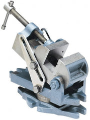 Palmgren - 2-7/8" Jaw Width, 2-1/2" Jaw Opening Capacity, Angle Stationary Machine Vise - Manual Operation, 1 Station, 9" Long x 3-7/8" High x 1-1/2" Deep, 30,000 psi Max Clamp Force, Cast Iron - Exact Tooling