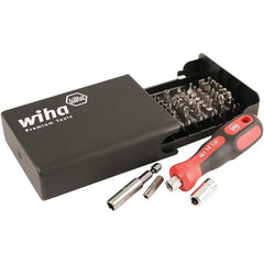 Wiha - 39 Piece, 1/4" Drive Screwdriver Bit Set - #1 to #2 Phillips, Tamperproof T8 to T40 Torx, #0 to #3 Pozidriv, #1 to #3 Square Recess, #6, #8 & #10 Torq, #1, #2, #3 & #4 Tri-Wing, #4, #6, #8 & #10 Spanner, 1/4" Drive Bits - Exact Tooling