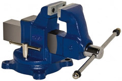 Yost Vises - 5" Jaw Width, 8" Opening Capacity, 5" Throat Depth, Ductile Iron Swivel Bench Vise - Bolt Down Base Attachment - Exact Tooling