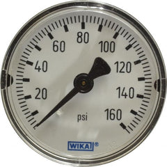 Wika - 2" Dial, 1/4 Thread, 0-160 Scale Range, Pressure Gauge - Center Back Connection Mount, Accurate to 3-2-3% of Scale - Exact Tooling