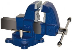 Yost Vises - 5" Jaw Width x 7-1/2" Jaw Opening Capacity, 6" Throat Depth, Bench & Pipe Combination Vise - 1/8 to 4-1/2" Pipe Capacity, Swivel Base, Bolt Down Attachment, Ductile Iron - Exact Tooling
