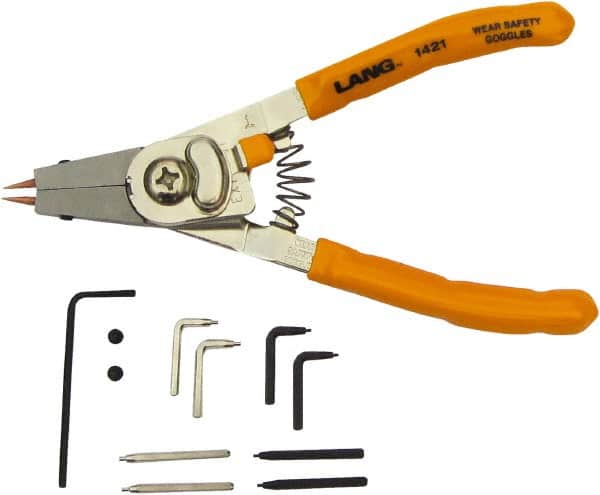 Lang - Standard Jaw, Snap Ring Plier - 1" OAL, Internal & External Snap Ring - Exact Tooling