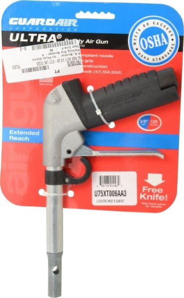 Guardair - 120 Max psi Maximum Power Venturi Nozzle Pistol Grip Blow Gun - 3/8 NPT, 6" Tube Length, Aluminum - Exact Tooling