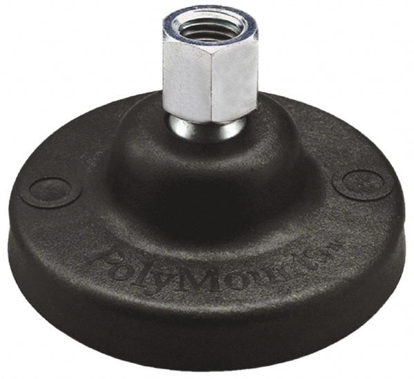 Gibraltar - 10000 Lb Capacity, 3/4-10 Thread, 2-1/4" OAL, Steel Stud, Tapped Pivotal Socket Mount Leveling Pad - 5" Base Diam, Steel Pad, 1-1/16" Hex - Exact Tooling