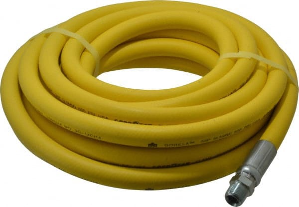 Continental ContiTech - 3/8" ID x 0.73" OD 25' Long Oil Resistant Air Hose - MNPT x MNPT Ends, 500 Working psi, -20 to 190°F, 3/8" Fitting, Yellow - Exact Tooling
