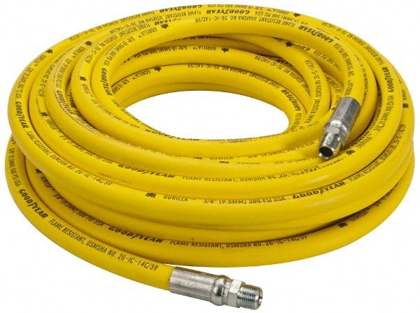 Continental ContiTech - 3/4" ID x 1.19" OD 50' Long Oil Resistant Air Hose - MNPT x MNPT Ends, 500 Working psi, -20 to 190°F, 3/4" Fitting, Yellow - Exact Tooling