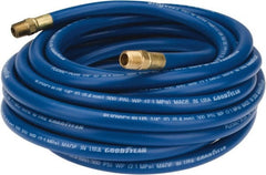 Continental ContiTech - 1/4" ID x 1/2" OD 25' Long Multipurpose Air Hose - MNPT x MNPT Ends, 300 Working psi, -10 to 158°F, 1/4" Fitting, Blue - Exact Tooling