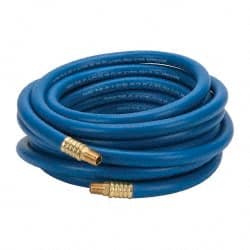 Continental ContiTech - 3/8" ID x 0.66" OD 25' Long Multipurpose Air Hose - MNPT x MNPT Ends, 300 Working psi, -10 to 158°F, 1/4" Fitting, Blue - Exact Tooling