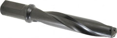 Allied Machine and Engineering - Series 2.5, 1-3/16 to 1-3/8" Diam, 1-1/4" Diam Straight Shank with Flange, Helical Flute Spade Drill - 5-3/8" Max Depth, 7-13/64" Body Length, 9-11/32" OAL, Intermediate Length, Through Coolant - Exact Tooling