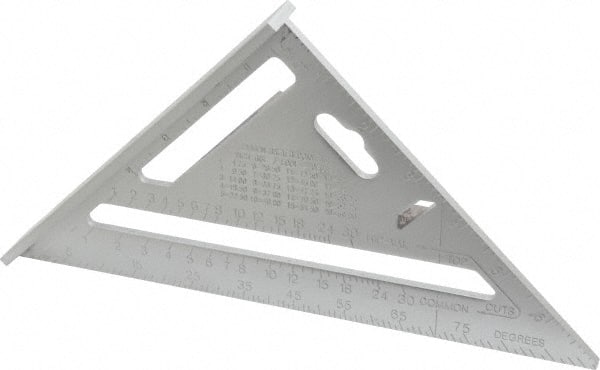 Empire Level - 7" Blade Length, Buffed Finish, Aluminum Rafter Square - 1/16", 0.083", 1/8" Graduation - Exact Tooling
