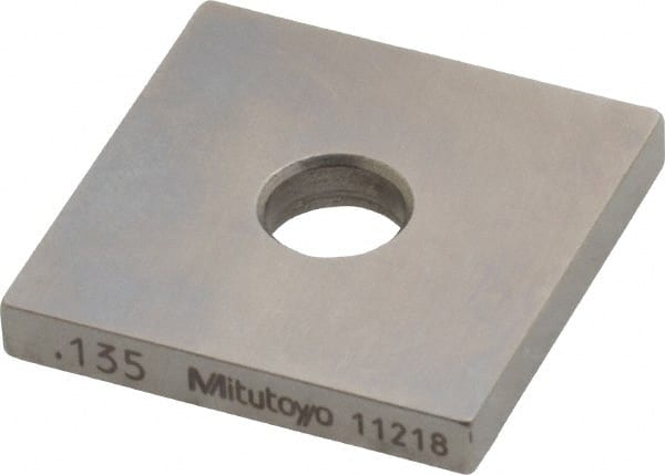 Mitutoyo - 0.135" Square Steel Gage Block - Accuracy Grade 0, Includes Certificate of Inspection - Exact Tooling