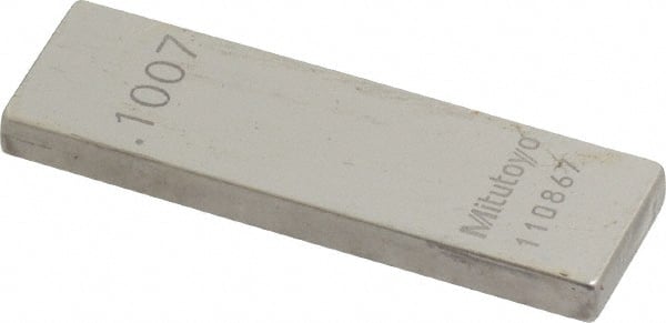 Mitutoyo - 0.1007" Rectangular Steel Gage Block - Accuracy Grade 0, Includes Certificate of Inspection - Exact Tooling