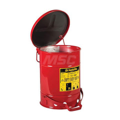 Justrite - Oily Waste Cans & Receptacles; Capacity (Gal.): 6.000 ; Opening Style: Foot Operated ; Color: Red ; Material: Steel ; Height (Inch): 15.88 ; Height (Decimal Inch): 16.000000 - Exact Tooling