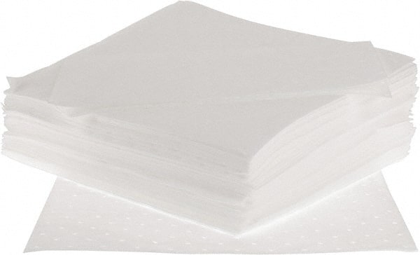 Brady SPC Sorbents - 20.5 Gal Capacity per Package, Oil Only Pad - 17" Long x 15" Wide, White, Polyester/Cotton - Exact Tooling