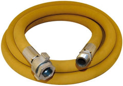 Alliance Hose & Rubber - 1" ID x 1.46" OD 50' Long Wire Braid Air Hose - Male NPT x Female NPT Ground Joint Swivel Ends, 600 Working psi, -22 to 176°F, 1" Fitting, Yellow - Exact Tooling