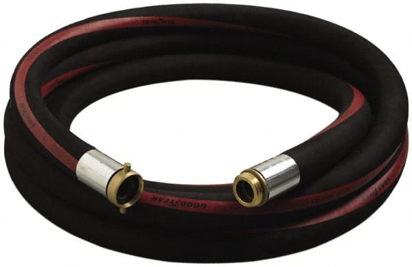 Alliance Hose & Rubber - 2" ID x 2.55" OD x 25' OAL, Male x Female Petroleum Transfer Hose - 150 Max Working psi, -35 to 200°F, 5" Bend Radius, 2" Fitting, Black - Exact Tooling