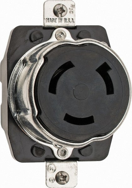 Hubbell Wiring Device-Kellems - 125 VAC, 50 Amp, Self Grounding Receptacle - 2 Poles, 3 Wire, Female End, Black - Exact Tooling