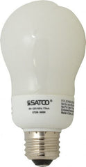 Value Collection - 9 Watt Fluorescent Residential/Office Medium Screw Lamp - 5,000°K Color Temp, 450 Lumens, A19, 10,000 hr Avg Life - Exact Tooling