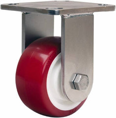 Hamilton - 4" Diam x 2" Wide x 5-5/8" OAH Top Plate Mount Rigid Caster - Polyurethane Mold on Polypropylene, 750 Lb Capacity, Delrin Bearing, 4 x 4-1/2" Plate - Exact Tooling