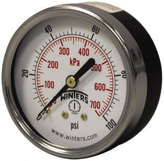 Winters - 2-1/2" Dial, 1/4 Thread, 0-160 Scale Range, Pressure Gauge - Center Back Connection Mount, Accurate to 3-2-3% of Scale - Exact Tooling