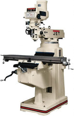 Jet - 10" Table Width x 50" Table Length, Variable Speed Pulley Control, 3 Phase Knee Milling Machine - R8 Spindle Taper, 3 hp - Exact Tooling