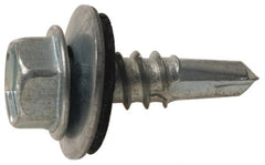 Elco - #12-14, Hex Washer Head, Hex Drive, 4" Length Under Head, #3 Point, Self Drilling Screw - Steel - Exact Tooling