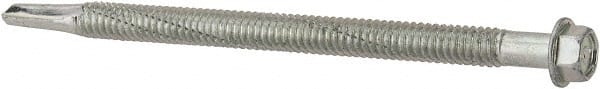 Elco - 1/4", Hex Washer Head, Hex Drive, 4" Length Under Head, #5 Point, Self Drilling Screw - Steel - Exact Tooling
