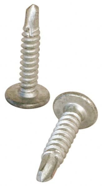 Elco - #12-14, Pancake Head, Phillips Drive, 1" Length Under Head, #3 Point, Self Drilling Screw - Steel - Exact Tooling