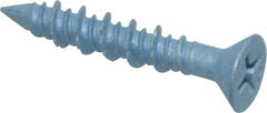 Elco - 3/16" Diam, 1-1/4" OAL, Phillips Drive, Concrete Screw & Masonry Fastener - Steel, Blue StalGard Finish, Includes #2 Drill Bit - Exact Tooling
