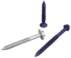 Elco - 3/16" Diam, 2-1/4" OAL, Phillips Drive, Concrete Screw & Masonry Fastener - Steel, Blue StalGard Finish, Includes #2 Drill Bit - Exact Tooling