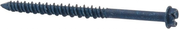 Elco - 3/16" Diam, 2-3/4" Length Under Head, Hex Drive, Concrete Screw & Masonry Fastener - Steel, Blue StalGard Finish, Includes 5/16" Drill Bit - Exact Tooling
