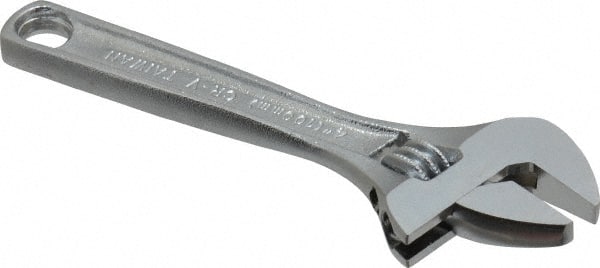 Paramount - 1/2" Jaw Capacity, 4" Standard Adjustable Wrench - Chrome Vanadium Steel, Chrome Finish - Exact Tooling