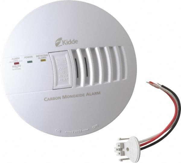 Kidde - 5-3/4 Inch Diameter, AC Wire In 120 Volt Carbon Monoxide Alarm - 85 dB Decibel Rating, 9V Battery Included, Tamper Resistant, Interconnectable - Exact Tooling