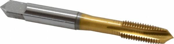 OSG - 5/16-24 UNF, 3 Flute, TiN Finish, Vanadium High Speed Steel Spiral Point Tap - Plug Chamfer, Right Hand Thread, 2-23/32" OAL, 1-1/8" Thread Length, 3B Class of Fit, Series 11015 - Exact Tooling