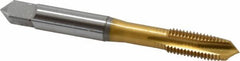 OSG - 5/16-24 UNF, 3 Flute, TiN Finish, Vanadium High Speed Steel Spiral Point Tap - Plug Chamfer, Right Hand Thread, 2-23/32" OAL, 1-1/8" Thread Length, 3B Class of Fit, Series 11015 - Exact Tooling
