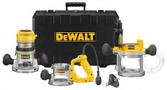 DeWALT - 2.25 hp, 8,000 to 24,000 RPM, Three Base Router Kit - 12 Amps, 1/4 and 1/2 Inch Collet - Exact Tooling