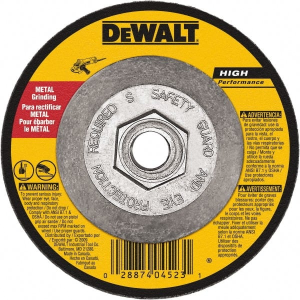 DeWALT - 24 Grit, 5" Wheel Diam, 3/32" Wheel Thickness, Type 27 Depressed Center Wheel - Aluminum Oxide, Diamond Matrix Bond, 12,200 Max RPM, Compatible with Angle Grinder - Exact Tooling