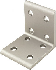 80/20 Inc. - 50mm Wide, Open Shelving 8 Hole Inside Corner Bracket - Aluminum, Clear Anodized Finish, 47mm Long, Use with 25 Series & Bolt Kit 75-3404 - Exact Tooling