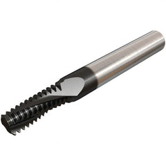 Iscar - 1/2-20 UNF, 3/8" Cutting Diam, 4 Flute, Solid Carbide Helical Flute Thread Mill - Internal Thread, 0.88" LOC, 3" OAL, 3/8" Shank Diam - Exact Tooling