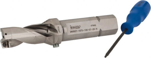 Iscar - 1.88" Max Drill Depth, 2xD, 15/16" Diam, Indexable Insert Drill - 1" Shank Diam, Straight Shank - Exact Tooling