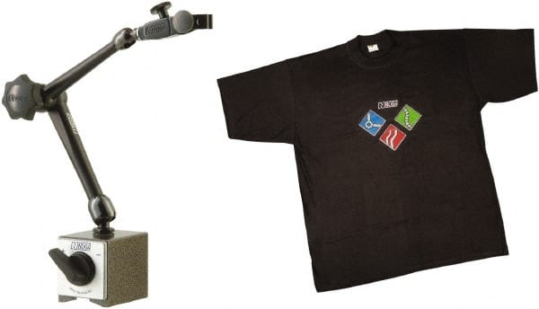 Noga - 175 Lb Magnetic Force, Fine Adjustment Indicator Positioner & Holder with Base - Articulated Arm, Rectangular Base, 55mm Base Height, 60mm Base Length, 50mm Base Width - Exact Tooling