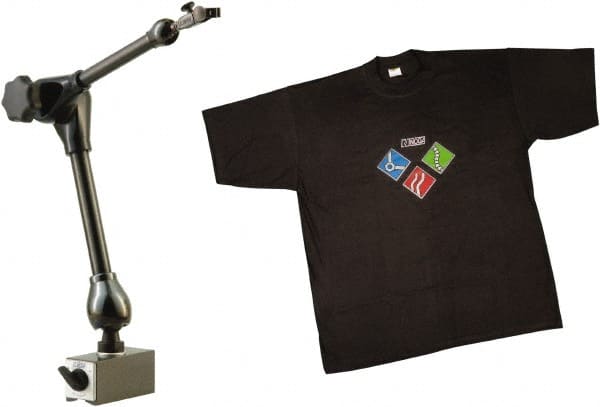 Noga - 286 Lb Magnetic Force, Fine Adjustment Indicator Positioner & Holder with Base - Articulated Arm, Rectangular Base, 55mm Base Height, 120mm Base Length, 50mm Base Width - Exact Tooling