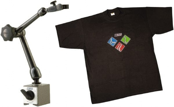 Noga - 175 Lb Magnetic Force, Fine Adjustment Indicator Positioner & Holder with Base - Articulated Arm, Rectangular Base, 55mm Base Height, 60mm Base Length, 50mm Base Width - Exact Tooling