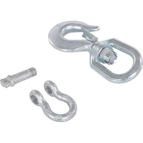 Vestil - 2 Ton Capacity, Steel Swivel Hoist Hook - 9-1/2" Long x 1-43/64" Wide - Exact Tooling